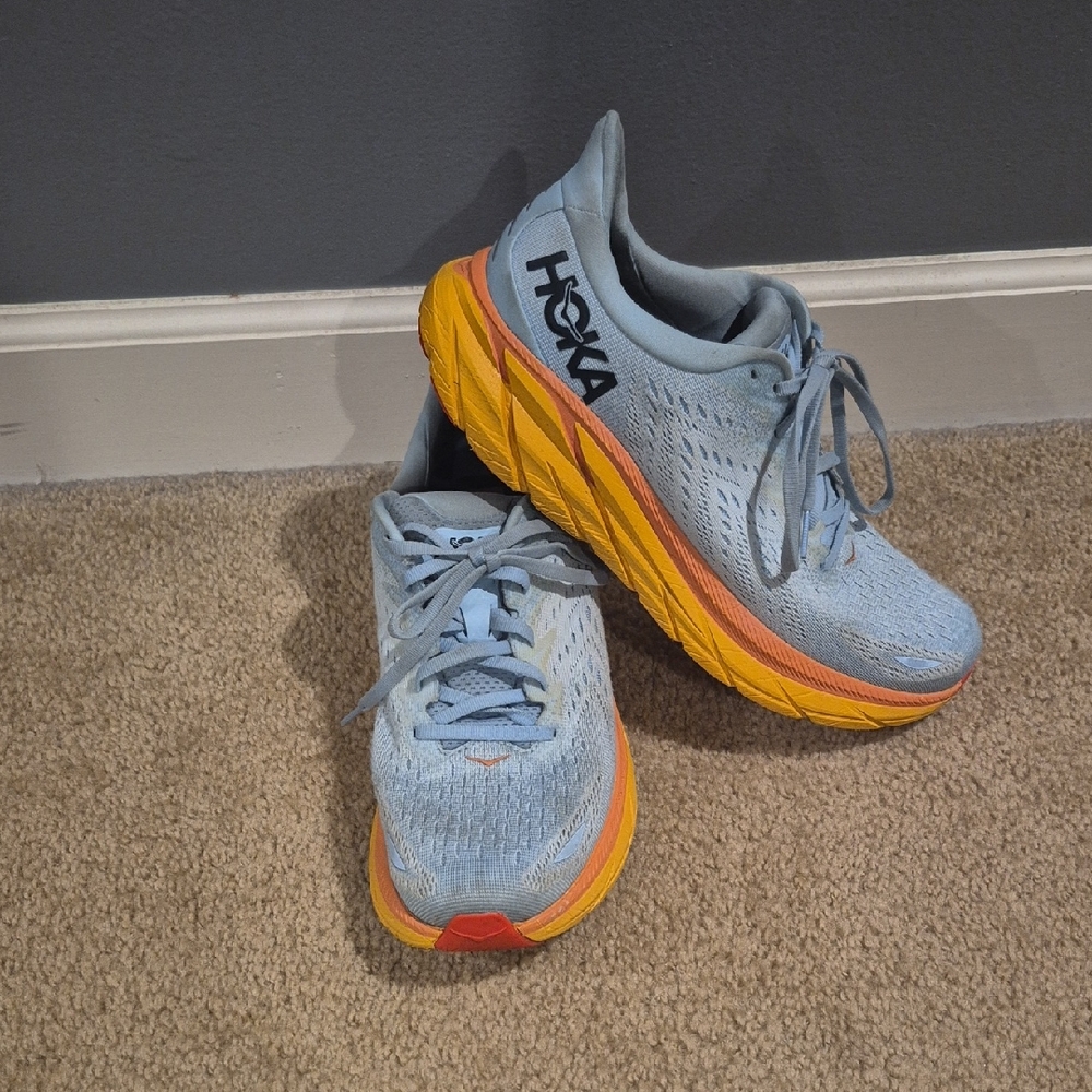 Hoka Men's Light Blue and Yellow Athletic Shoes